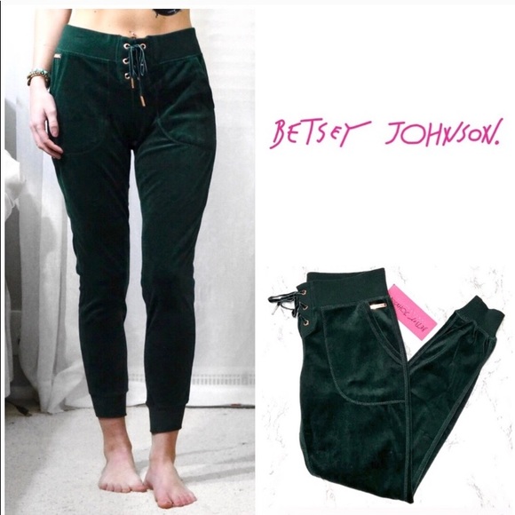 Betsey Johnson Forest Velour Drawstring Joggers - Picture 1 of 6